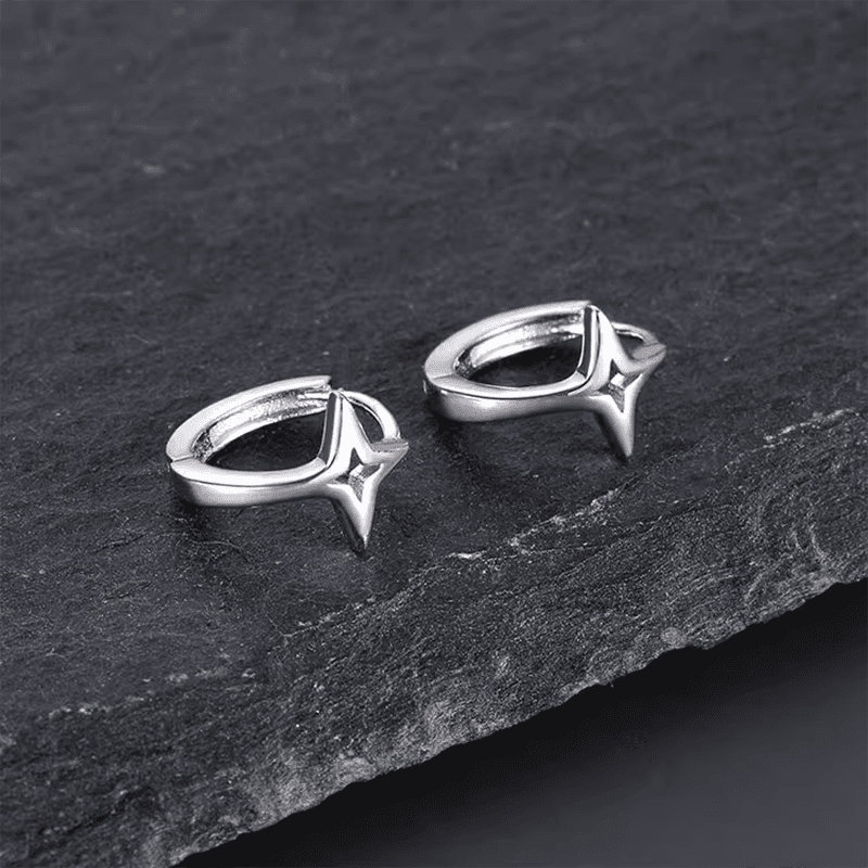 メンズピアス リングピアス 四角形スター ハグピアス
