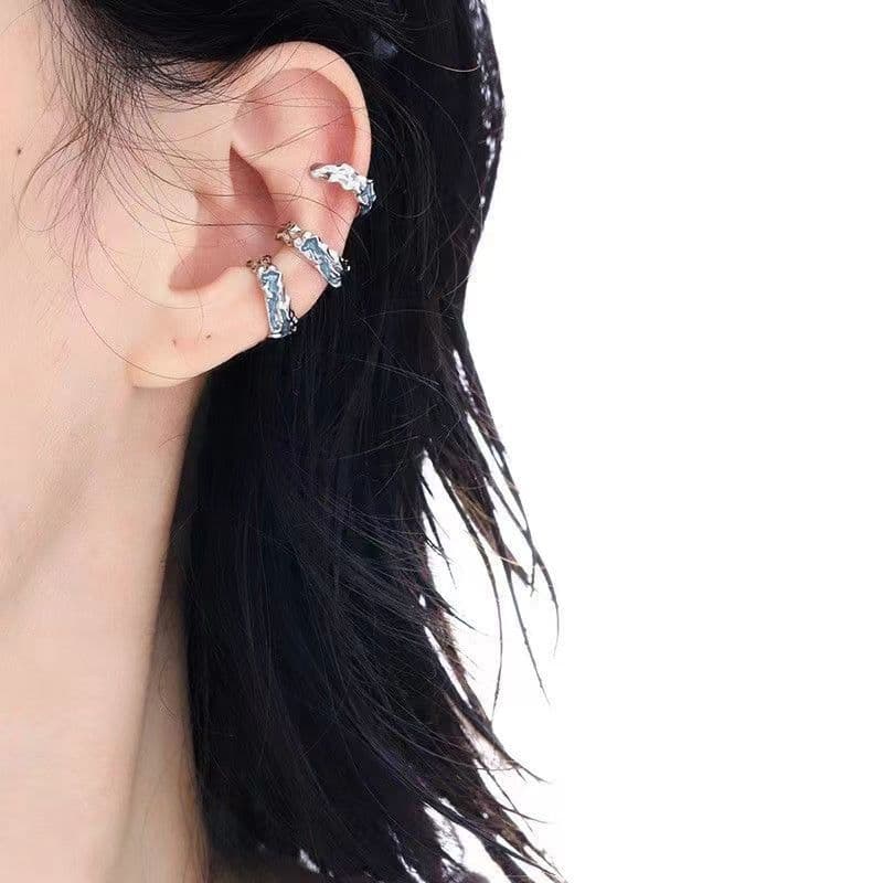 メンズピアス イヤーカフ 葉模様デザイン重ね付けイヤーカフ