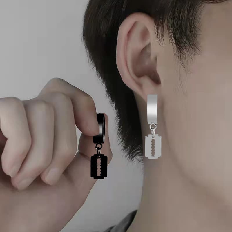 メンズピアス シンプル剃刀デザインピアス