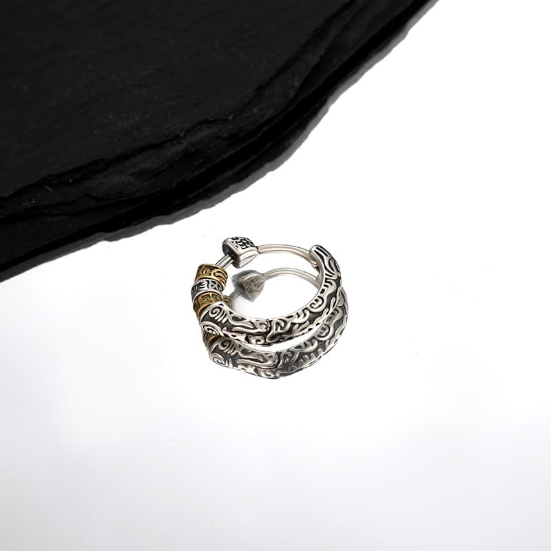 メンズピアス 波模様フープピアス メンズ リング