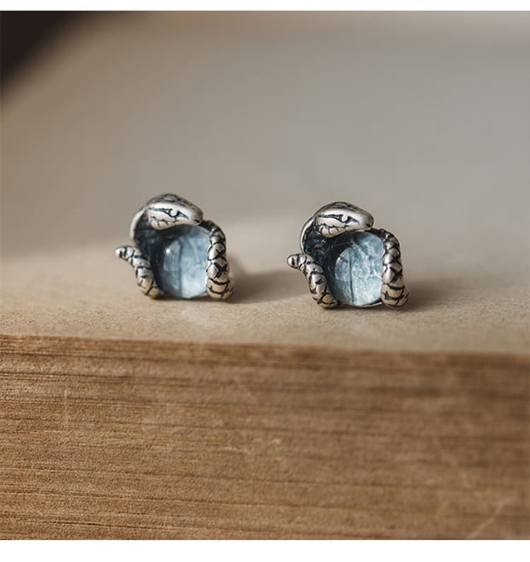 メンズピアス メンズピアス 蛇モチーフ天然石ピアス