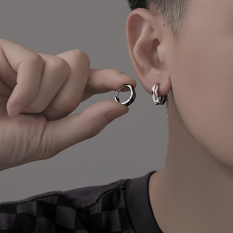 メンズピアス シンプル曲線フープピアス