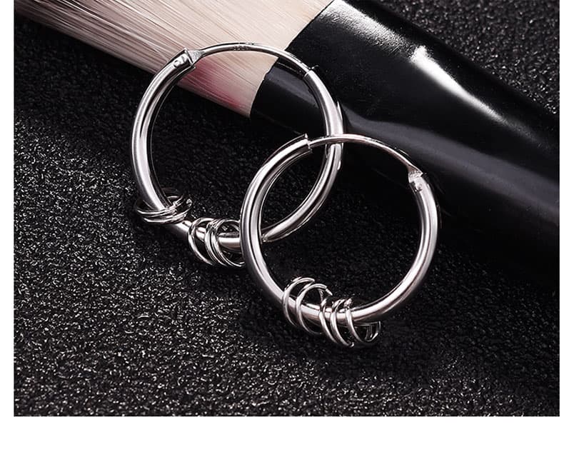メンズピアス 三連リング輪フープピアス