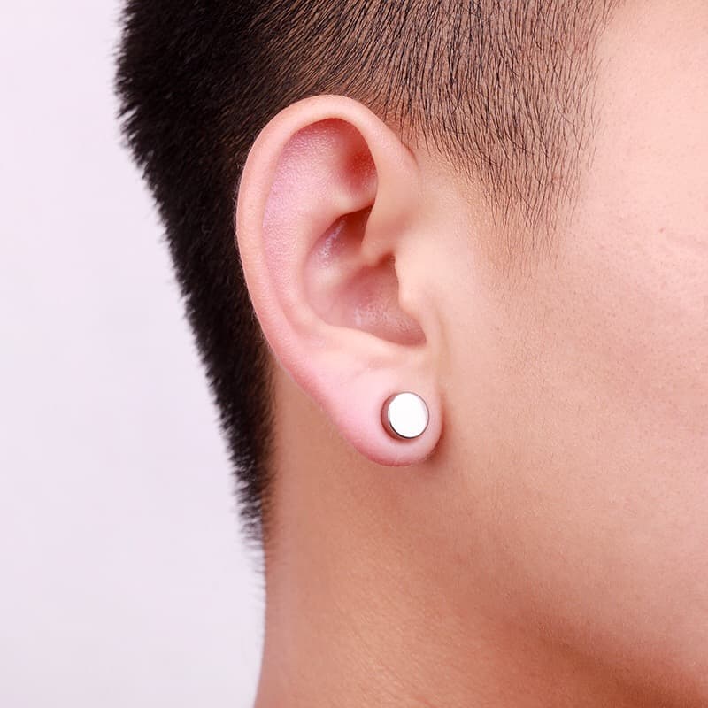 メンズピアス シンプル円形マグネットピアス