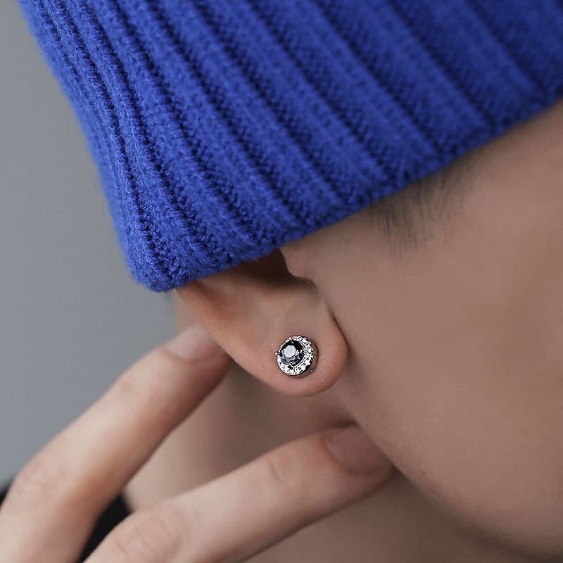 メンズピアス 煌めき クリスタル マグネットピアス
