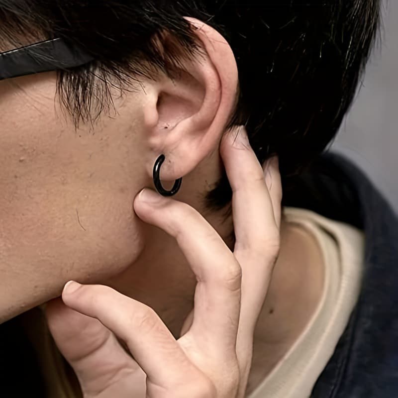 メンズピアス シンプル輪型フープピアス