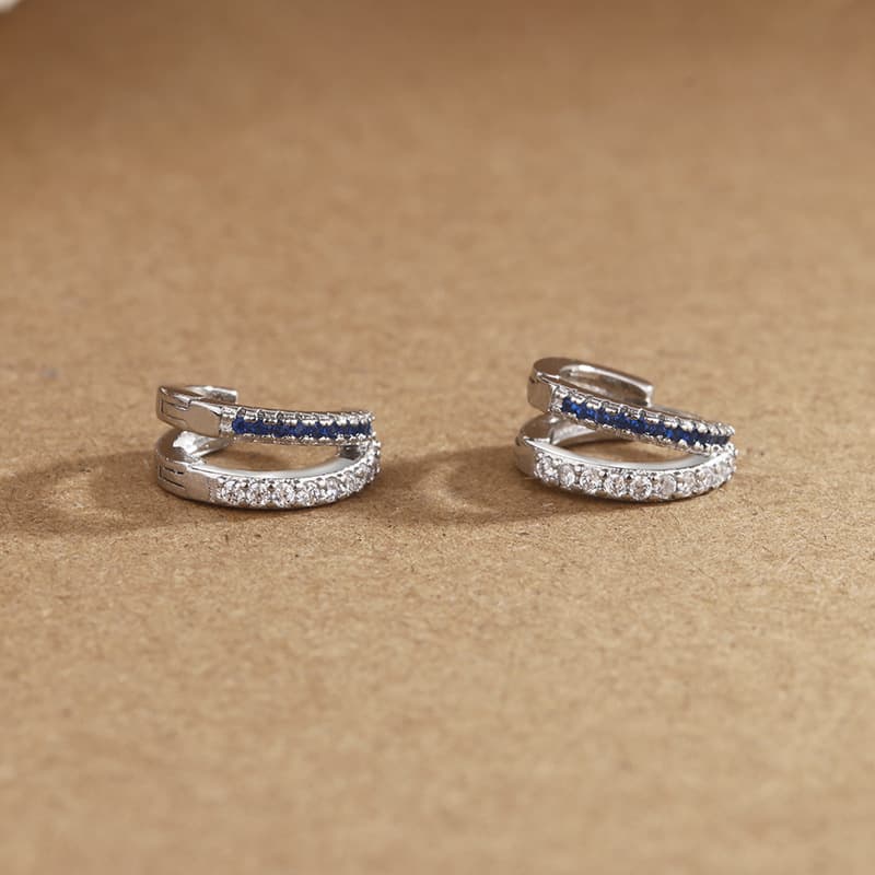 メンズピアス 煌めき二重ライン宝石リングピアス