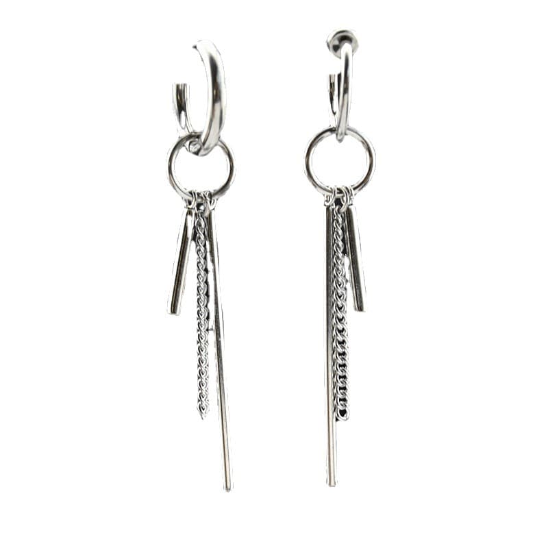 メンズピアス 上品な三連ストレートチェーンピアス