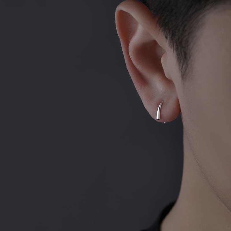 メンズピアス シンプル曲線フックピアス