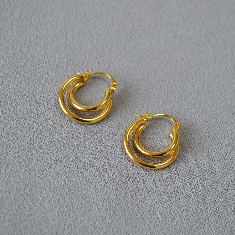 メンズピアス 二重層デザインリングピアス