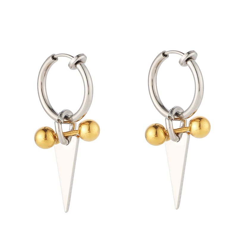 メンズピアス トライアングルチャームフープピアス