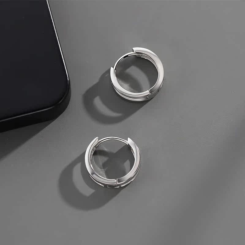 メンズピアス 二重リング構造フープピアス 片耳用