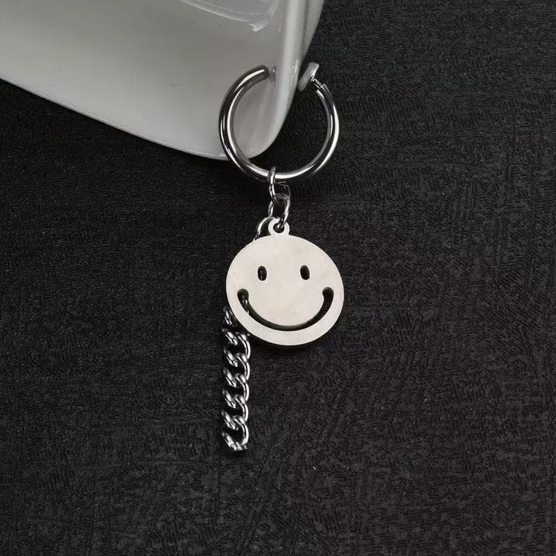 メンズピアス にこにこチェーンフープピアス