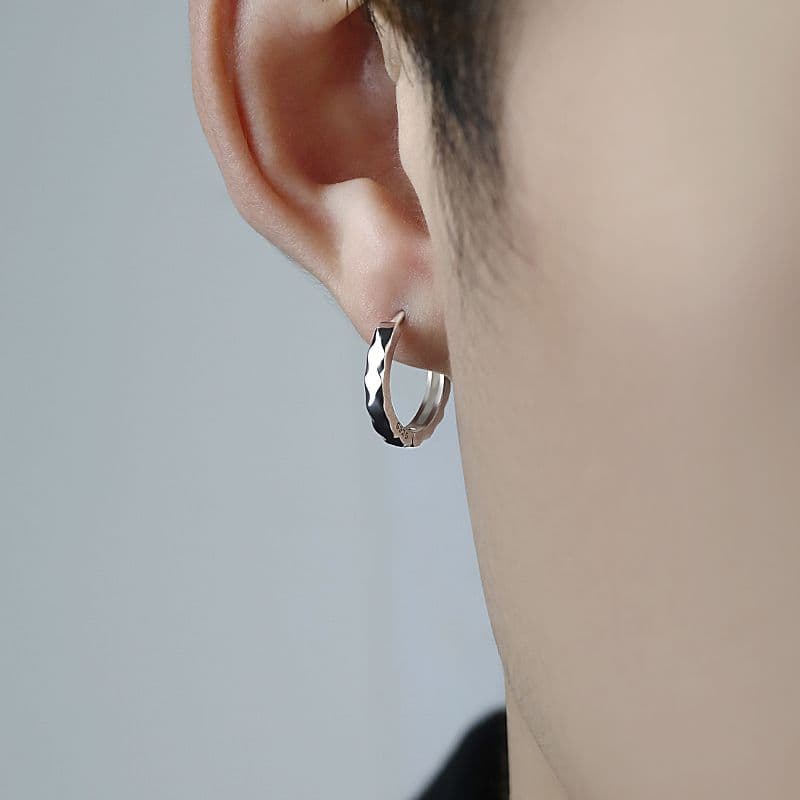 メンズピアス 波紋デザインフープピアス