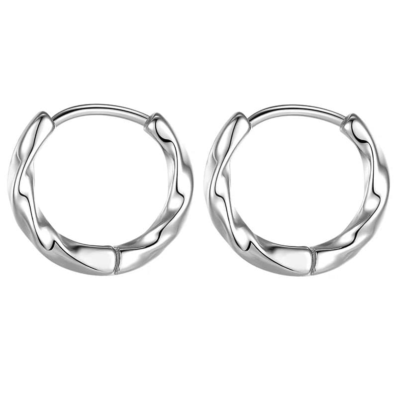 メンズピアス ねじれデザイン フープピアス