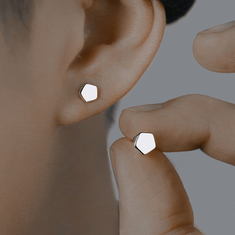 メンズピアス 幾何学 六角形 スタッドピアス
