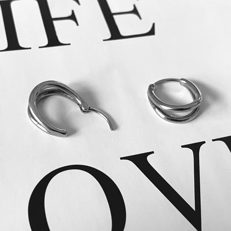 メンズピアス シンプル二連フープピアス