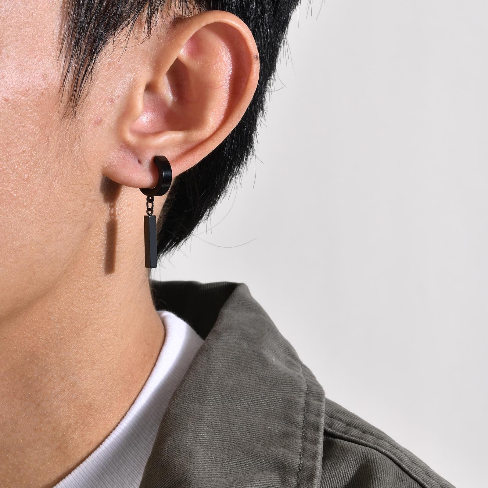 メンズピアス ミニマルバータイプフープピアス