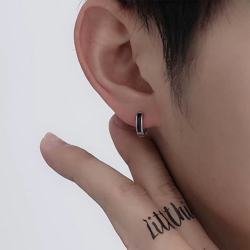 メンズピアス シンプル細身フープピアス