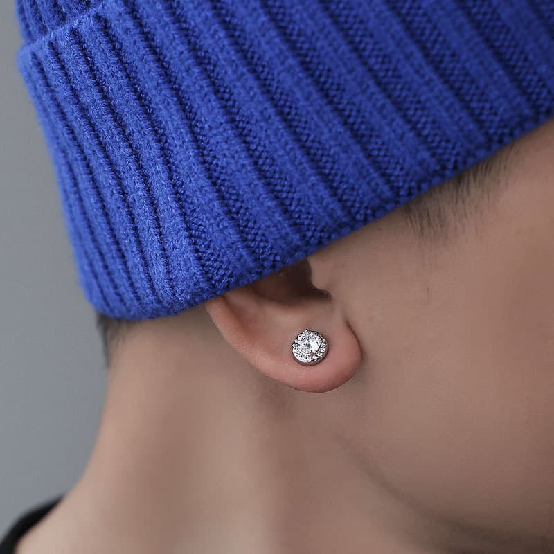 メンズピアス 煌めき クリスタル マグネットピアス