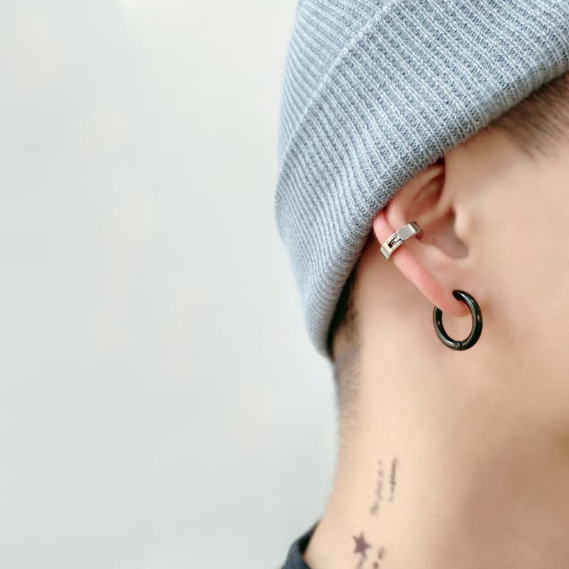 メンズピアス シンプル輪型チタンピアス