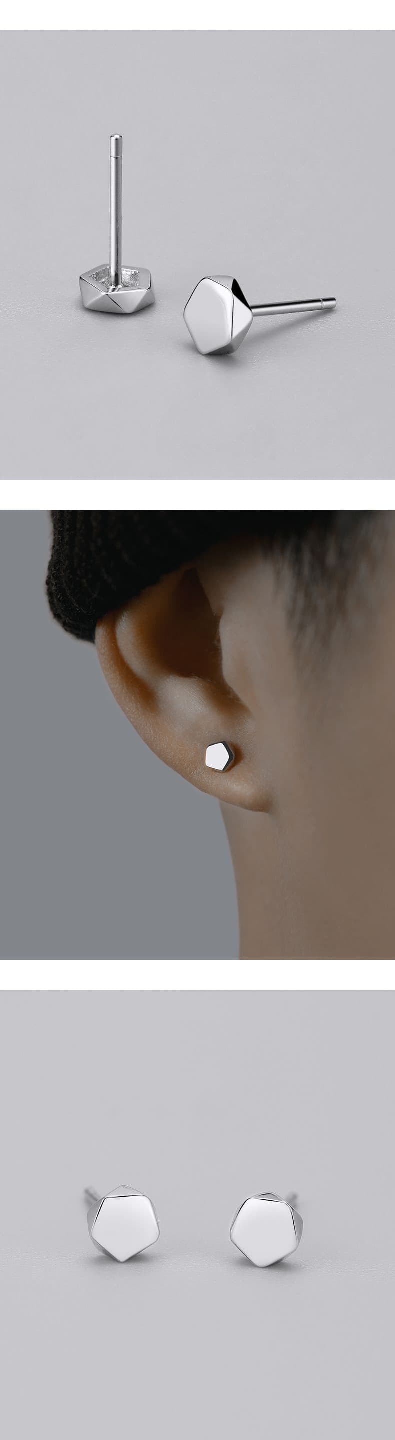 メンズピアス 幾何学 六角形 スタッドピアス