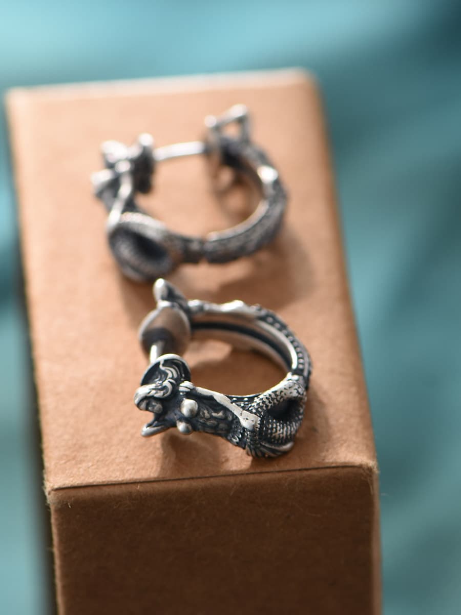 メンズピアス メンズピアス 神話の竜 フープピアス