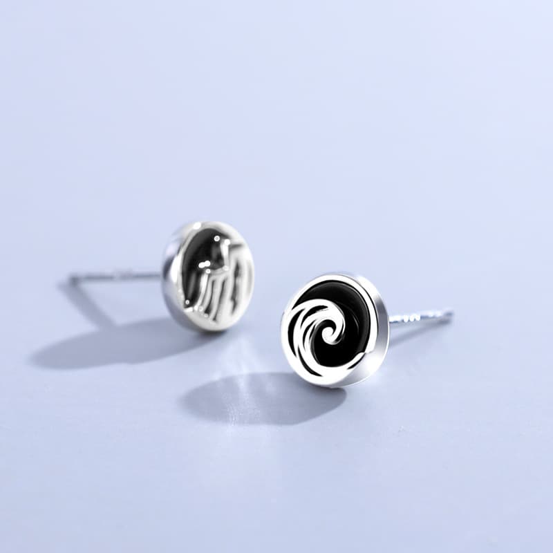 メンズピアス 波紋模様のミニマルスタッドピアス