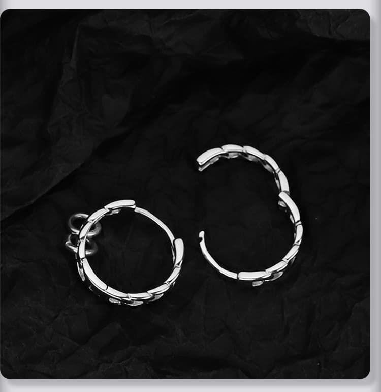 メンズピアス チェーンデザイン フープピアス