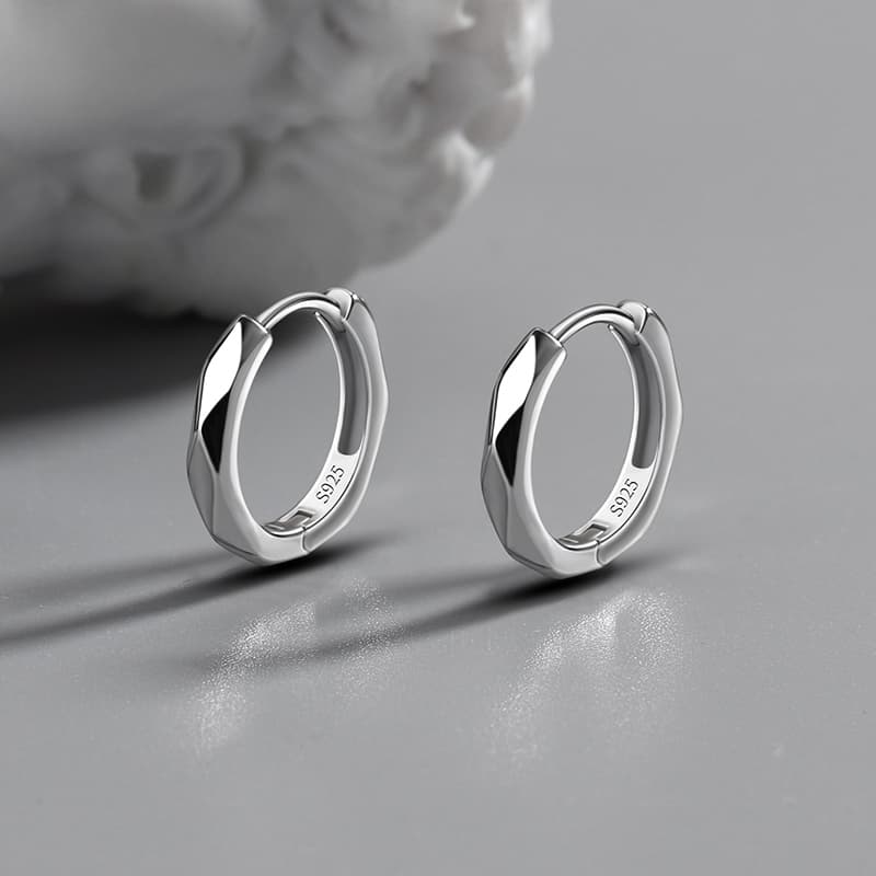 メンズピアス 幾何学デザイン シンプルフープピアス