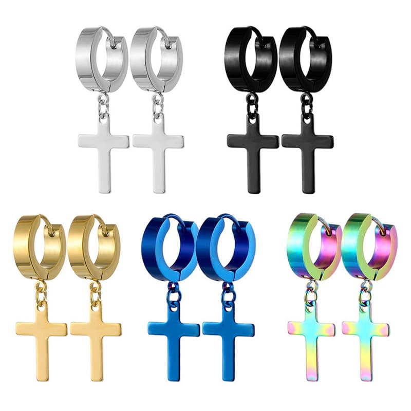 メンズピアス 十字架ドロップピアス