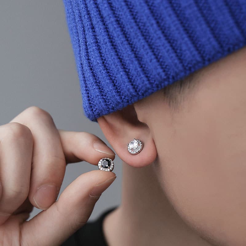 メンズピアス 煌めき クリスタル マグネットピアス
