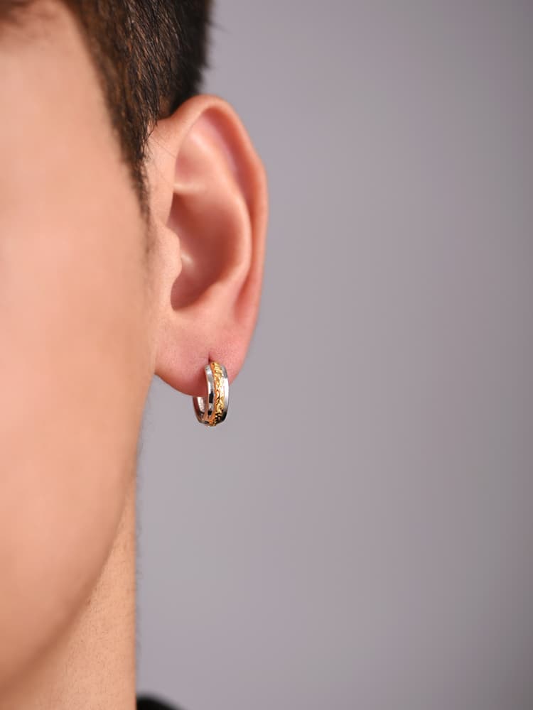 メンズピアス メンズピアス 重厚感二層式フープピアス