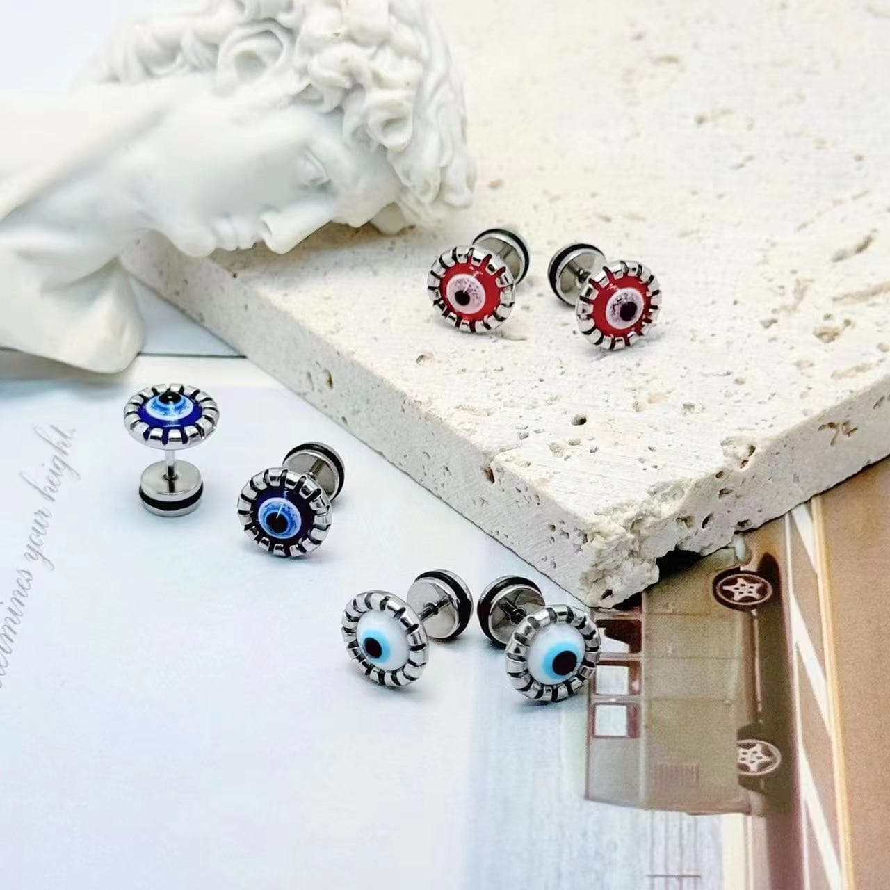 メンズピアス 眼球ギアデザイン ピアス