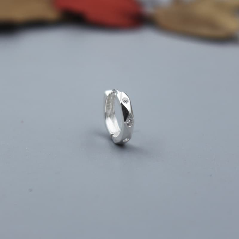 メンズピアス 波模様シンプルフープピアス