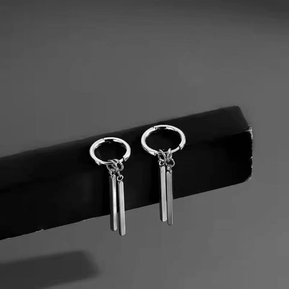 メンズピアス シンプル二連バーピアス