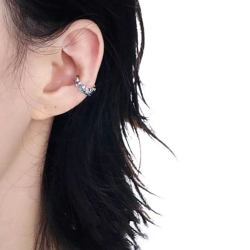 メンズピアス イヤーカフ 葉模様デザイン重ね付けイヤーカフ