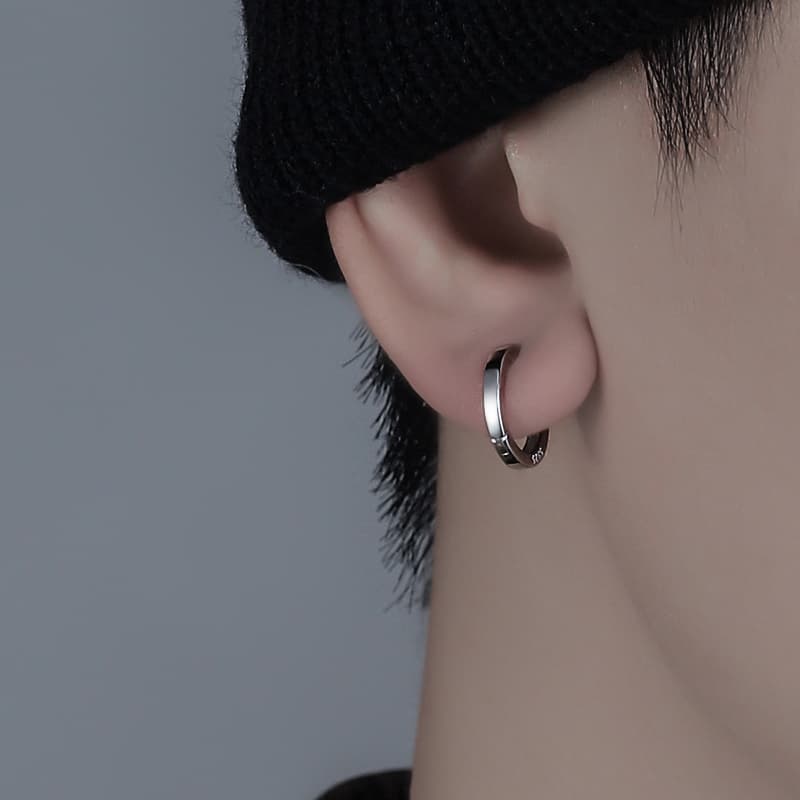 メンズピアス シンプル輪付きピアス