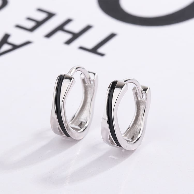 メンズピアス 二重線デザイン中折れ式フープピアス