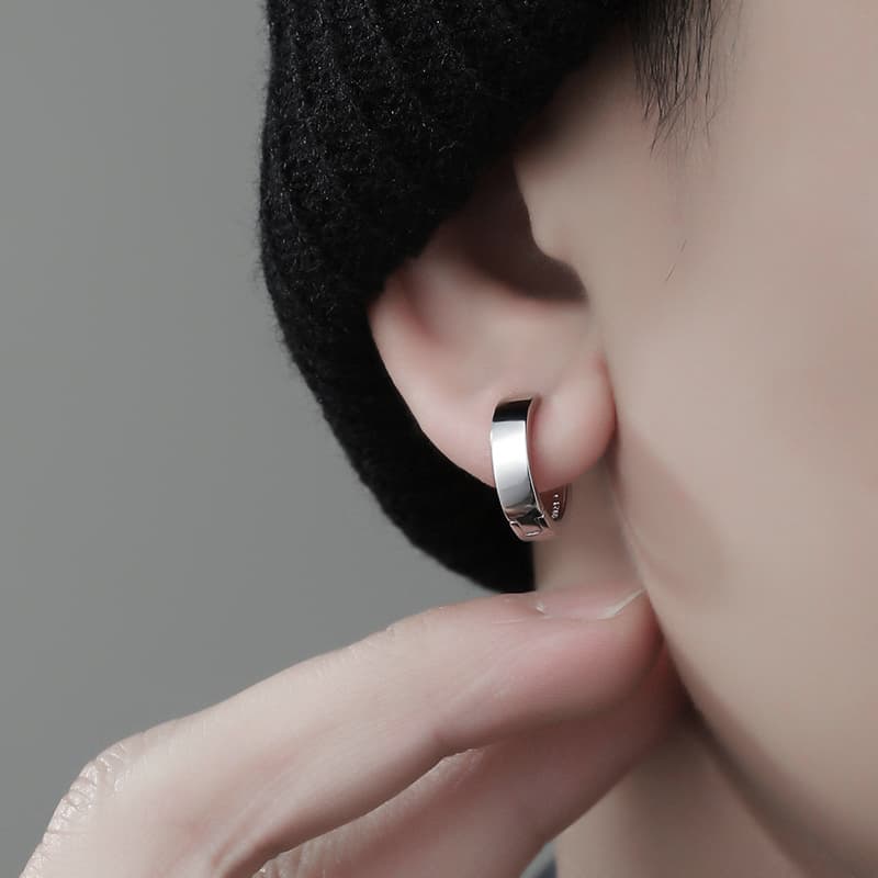 メンズピアス シンプル輪型フープピアス