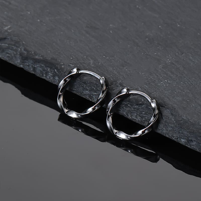 メンズピアス 洗練ねじりフープピアス