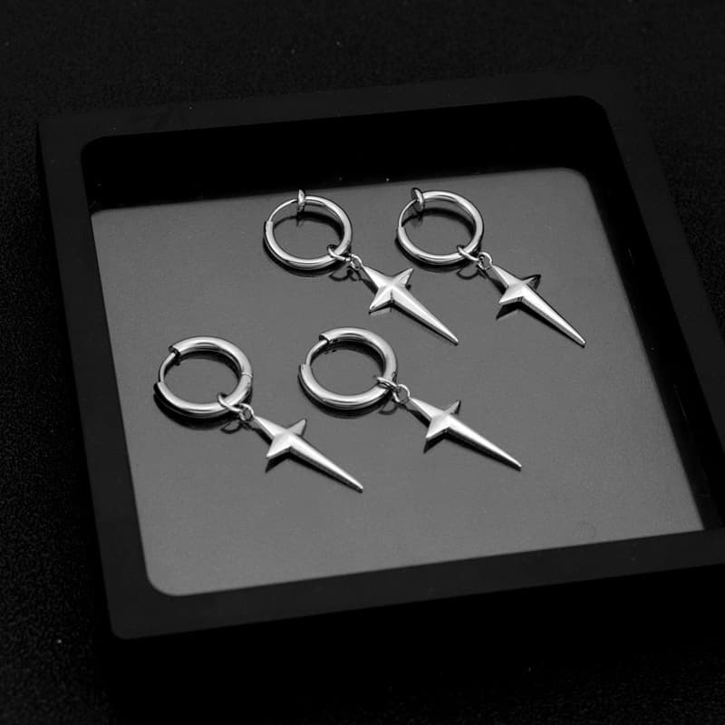 メンズピアス 十字架デザイン ミニマルフープピアス