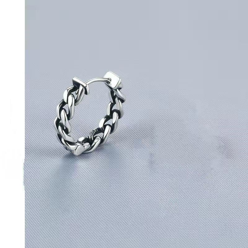 メンズピアス チェーンピアス ねじれ風デザイン輪っか型ピアス