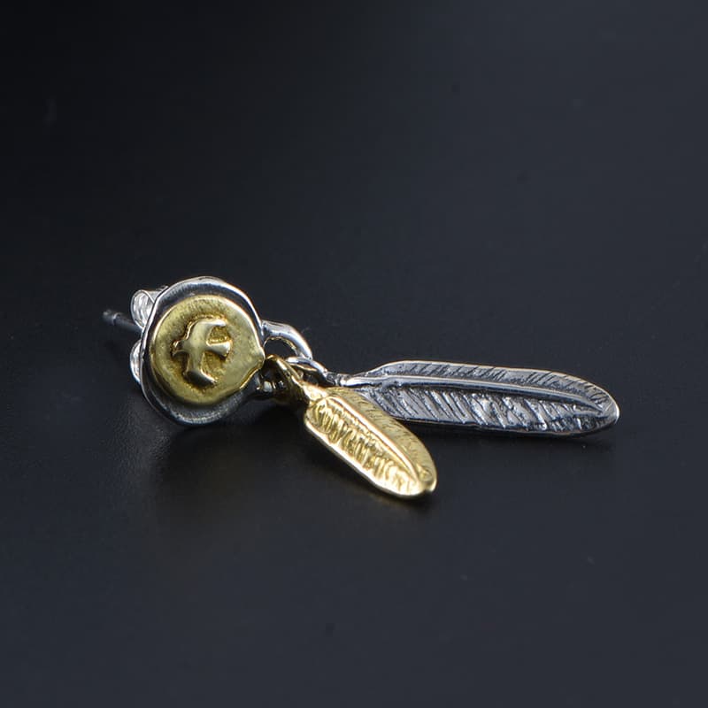 メンズピアス 二枚羽根付き円盤型ピアス