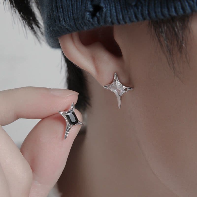メンズピアス 星形クリスタルスタッドピアス