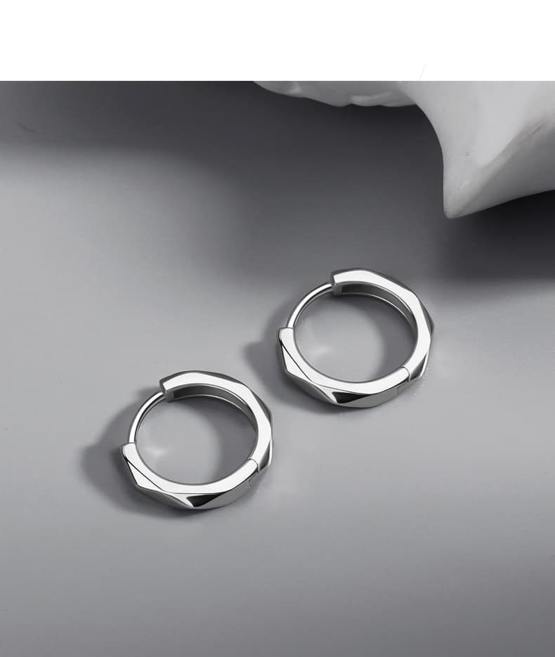 メンズピアス 幾何学デザイン シンプルフープピアス