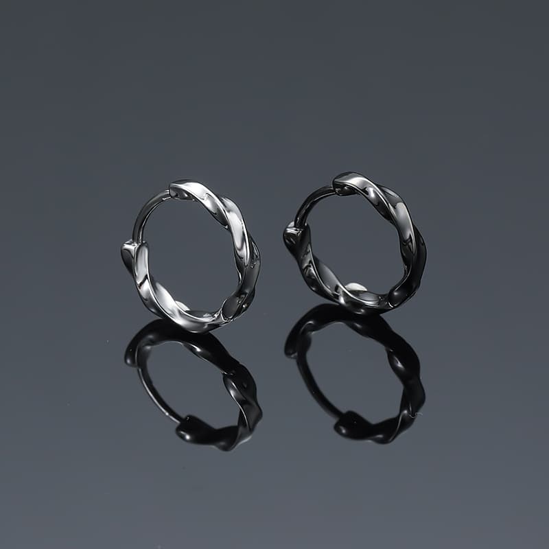 メンズピアス 洗練ねじりフープピアス