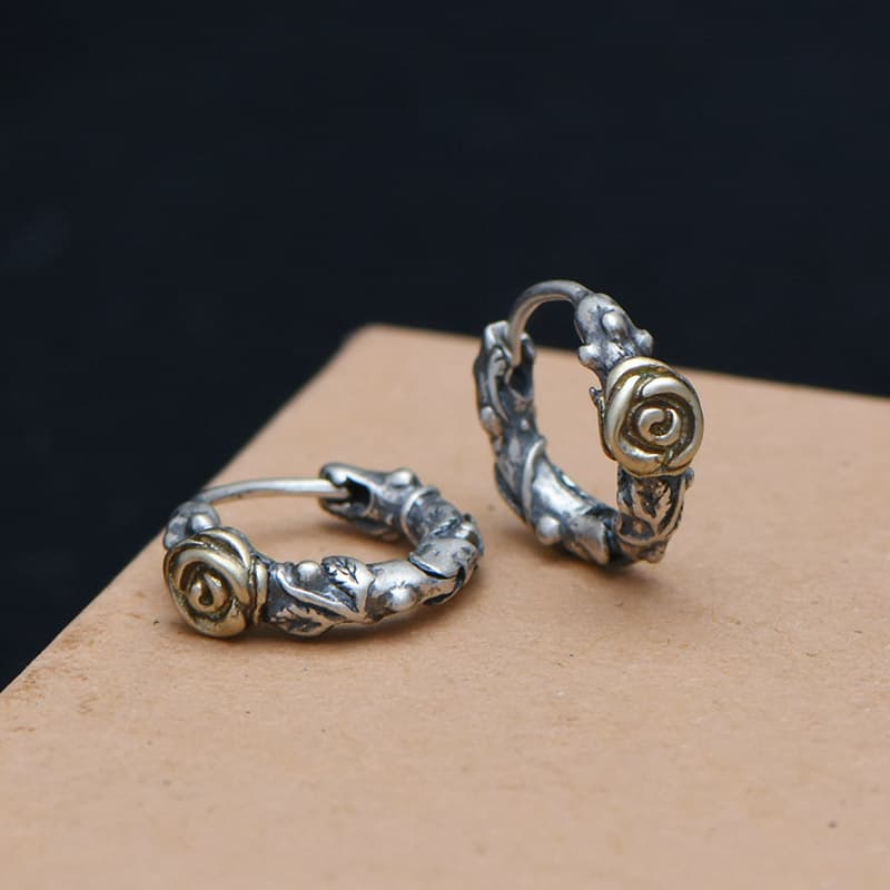 メンズピアス 薔薇の蔓フープピアス