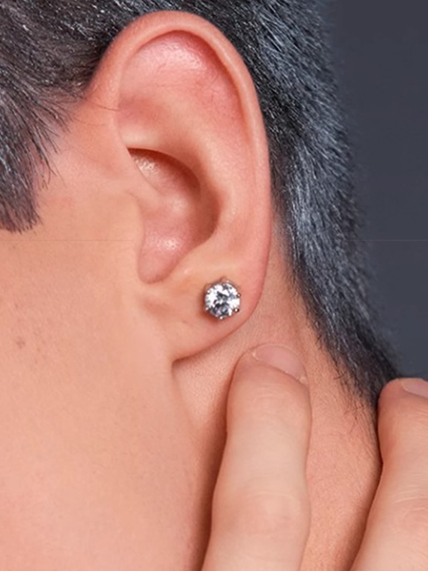 メンズピアス 六本爪立体宝石磁石式耳飾り