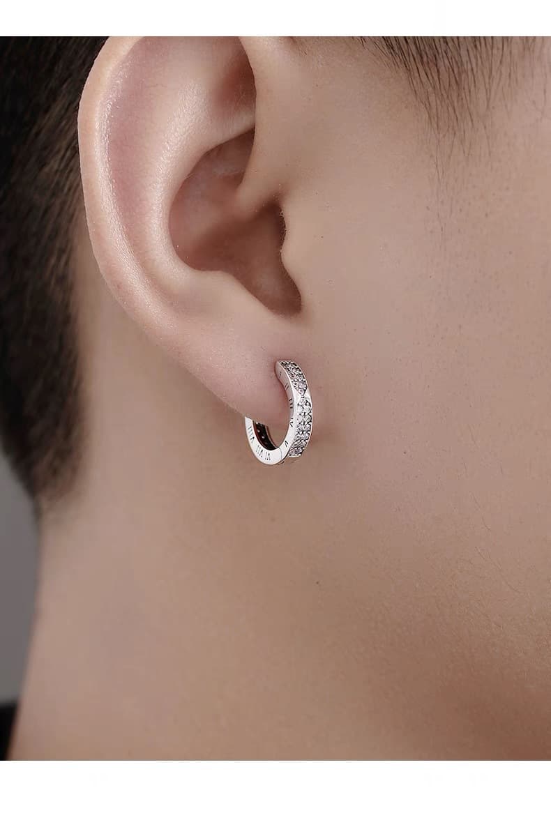 メンズピアス 純銀フープピアス ローマ数字刻印